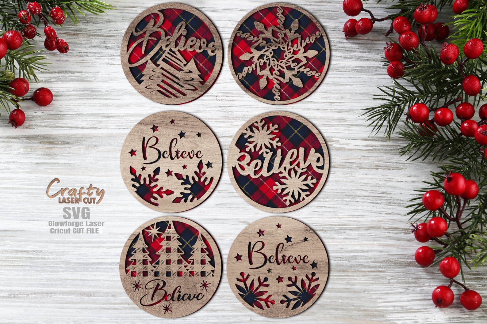 Believe Christmas Snowflake Coaster SVG Files Etsy