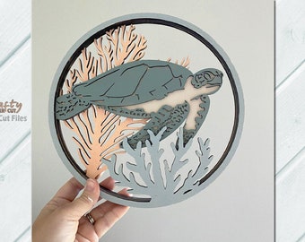 Sea Turtle SVG Laser Cut File: Beach House Decor, Glowforge and XTool