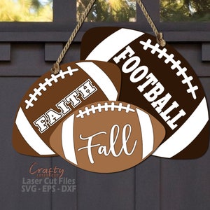 Fußball Türschild SVG - Laser geschnitten Dateien - Herbst SVG - Fußball SVG - Glaube SVG - Willkommensschild SVG - Haustürschild - Glowforge Dateien