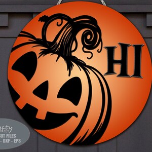 Jack O Lantern Door Hanger SVG - Halloween Welcome Sign SVG - Laser Cut ...