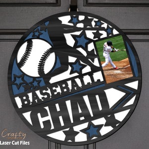 Monogram Baseball SVG - Laser Cut Files - Baseball Sign SVG - Monogram SVG - Sports Door Hanger - Photo Frame Svg - Glowforge Files