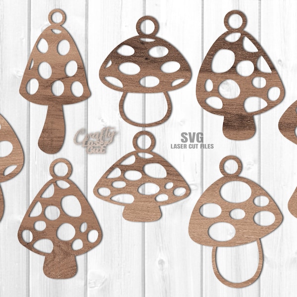 Mushroom Earrings SVG - Laser Cut Files - Mushroom SVG - Mushroom Jewelry Svg - Fantasy Svg - Glowforge Files - CNC Files