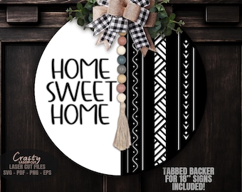 Boho deurhanger SVG lasergesneden bestanden, Home Welcome Sign SVG, Glowforge