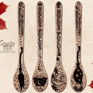 Hocus Pocus Wood Spoon SVG Laser Cut Files: Halloween Kitchen Sign SVG ...