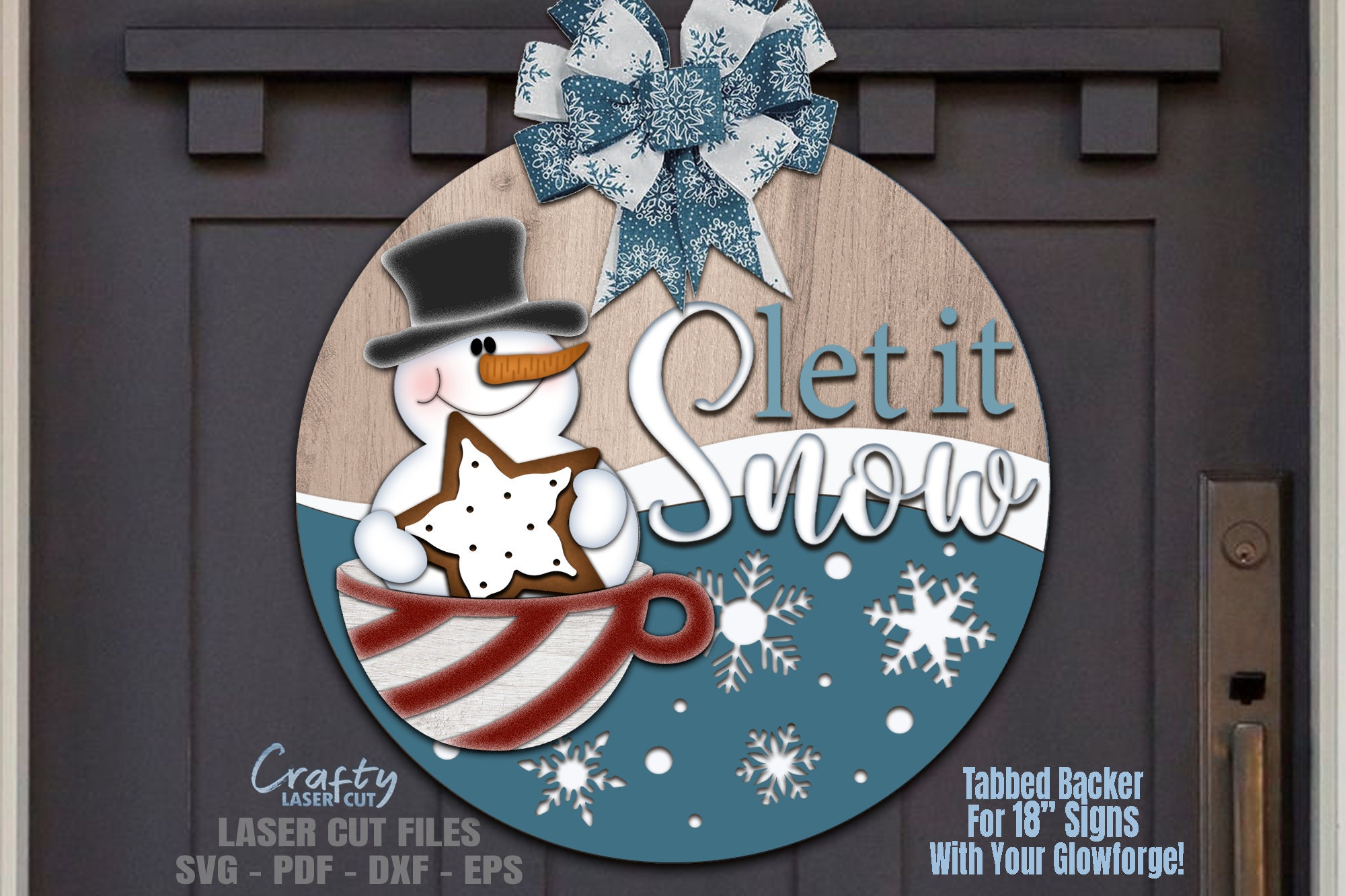 Snowman Door Hanger SVG Laser Cut Files: Christmas Welcome Sign SVG ...