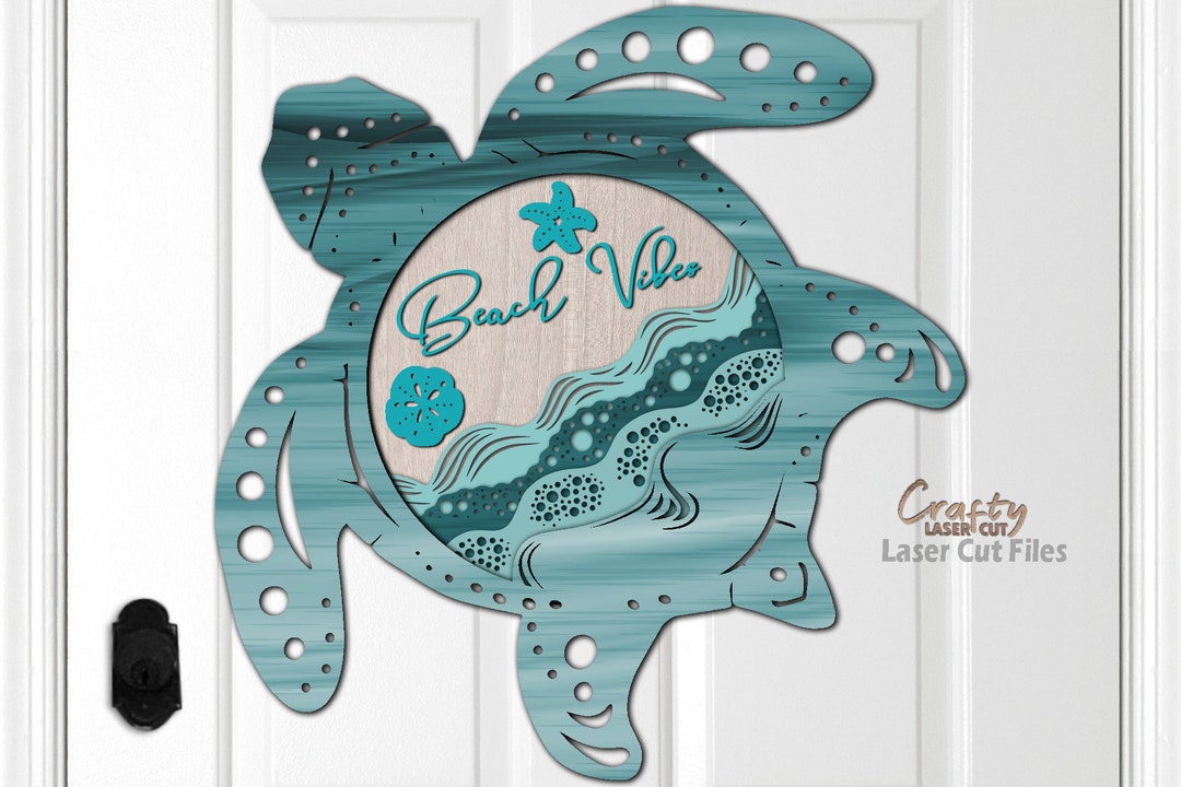 Beach Door Hanger SVG - Laser Cut Files - Turtle SVG - Beach SVG ...