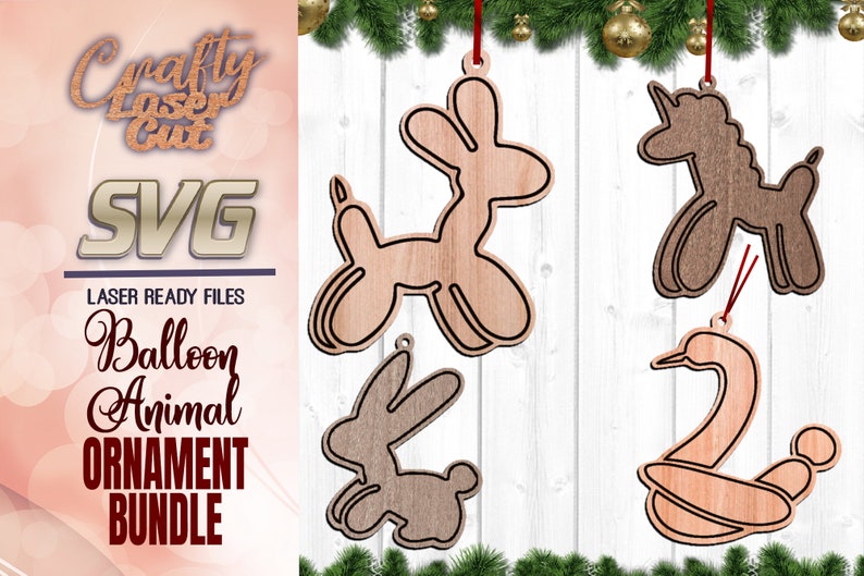 Download Balloon Animal Christmas Ornament SVG Glowforge Files Bundle | Etsy