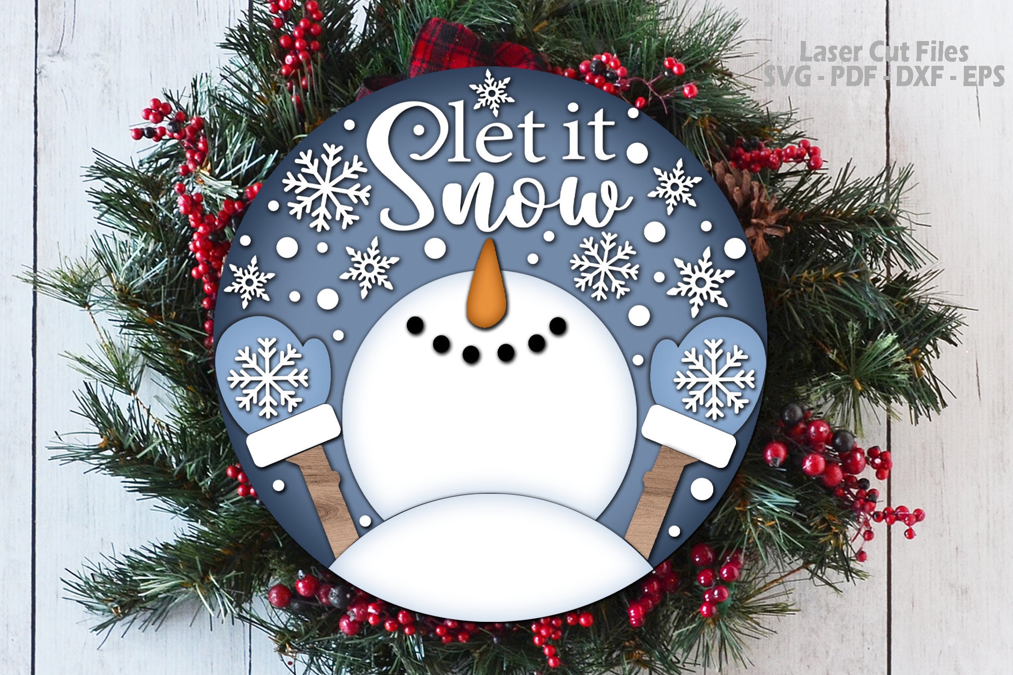 Snowman Door Hanger SVG Laser Cut Files: Christmas Welcome Sign SVG ...