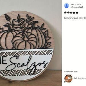 Hello Fall Sign SVG Laser Cut Files; a Floral Pumpkin Door Hanger SVG theme including a trio of pumpkins and fall leaves in a basket for use with your Glowforge, XTool and other laser machines.