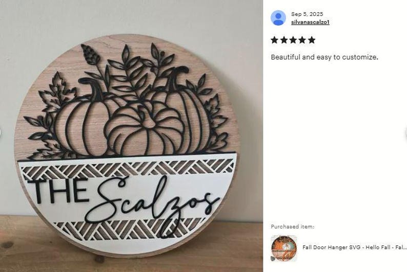 Hello Fall Sign SVG Laser Cut Files; a Floral Pumpkin Door Hanger SVG theme including a trio of pumpkins and fall leaves in a basket for use with your Glowforge, XTool and other laser machines.