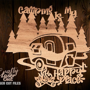 Camping Sign SVG - Laser Cut Files - Camping SVG - Camper Door Hanger - Camping Door Sign - Camping Porch Sign - Adventure Svg