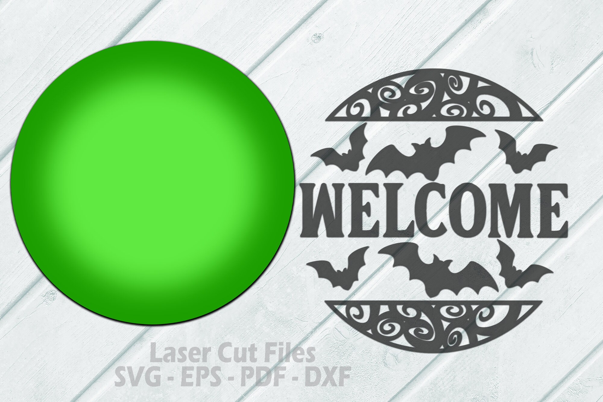 Halloween Door Hanger SVG Laser Cut Files: Bat Welcome Sign SVG ...