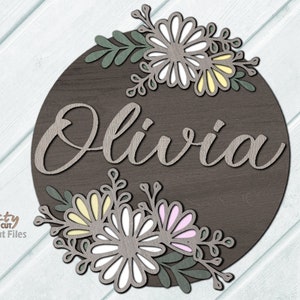 Daisy deurhanger SVG - lasergesneden bestanden - Daisy SVG - babynaambordje - kunst aan de muur kinderkamer - decor kinderkamer - bloemenbord Svg - Glowforge-bestanden