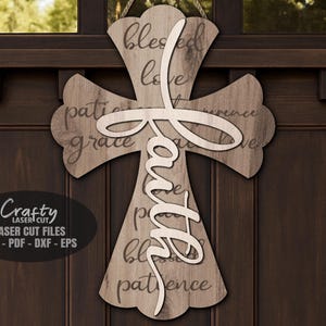 Religious Cross Door Hanger SVG Laser Cut Files: Faith Welcome Sign SVG