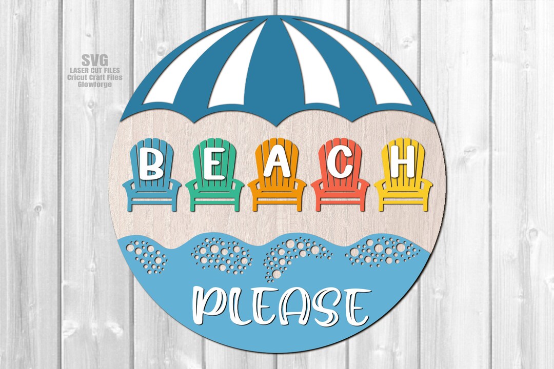 Beach Door Hanger SVG Laser Cut Files Beach Please SVG - Etsy UK
