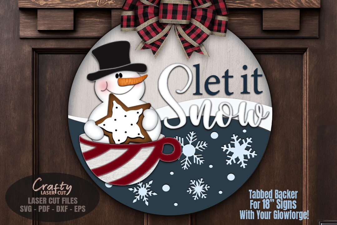 Snowman Door Hanger SVG Laser Cut Files: Christmas Welcome Sign SVG ...