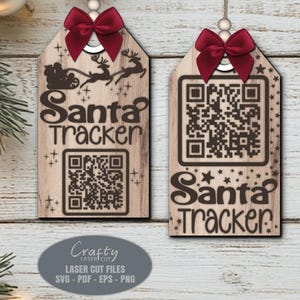 Christmas Ornament SVG Laser Cut Files; a Santa Tracker Gift Tags SVG for your Glowforge, XTool and other laser machines.