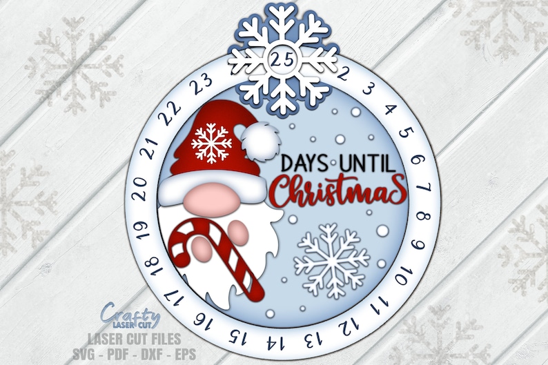 Gnome Countdown SVG Laser Cut Files: Days Until Christmas Sign SVG ...
