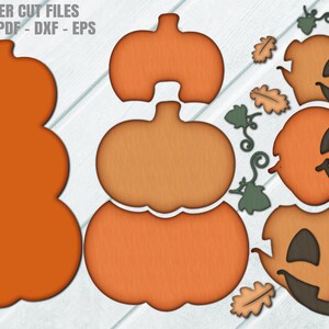Halloween Stacked Pumpkin Door Hanger SVG - Jack O Lantern SVG - Glowforge Laser File - Halloween Door Sign Svg - Fall Porch Sign - Laser Cut Files - Halloween Door Hanger SVG - Halloween SVG - CNC Files
