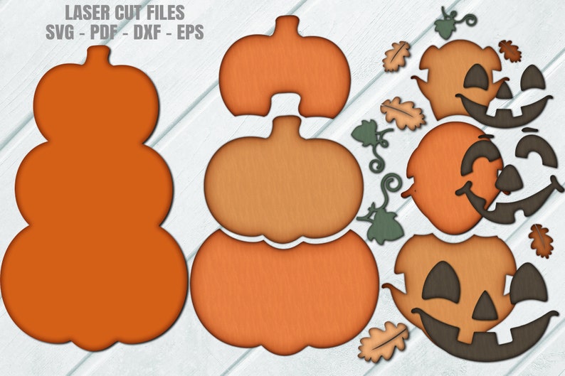 Halloween Stacked Pumpkin Door Hanger SVG - Jack O Lantern SVG - Glowforge Laser File - Halloween Door Sign Svg - Fall Porch Sign - Laser Cut Files - Halloween Door Hanger SVG - Halloween SVG - CNC Files