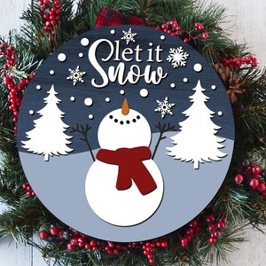 Snowman Door Hanger SVG Laser Cut Files: Winter, Christmas Welcome Sign ...