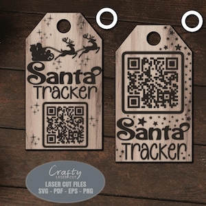Santa Tracker Gift Tag Set SVG Laser Cut Files; a Christmas Ornament SVG for your Glowforge, XTool and other laser machines.