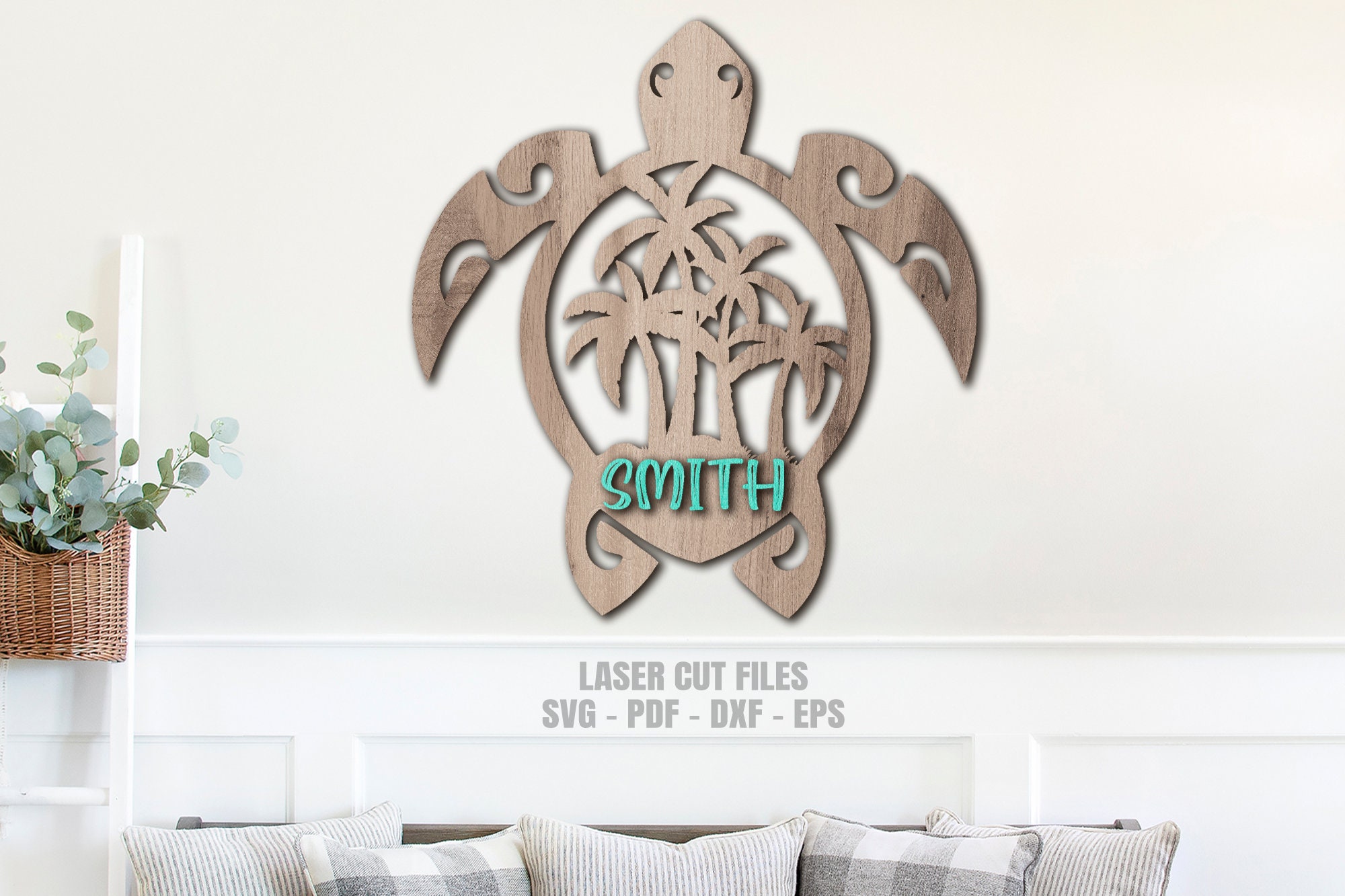 Turtle Door Hanger SVG - Laser Cut Files - Beach SVG - Turtle SVG ...