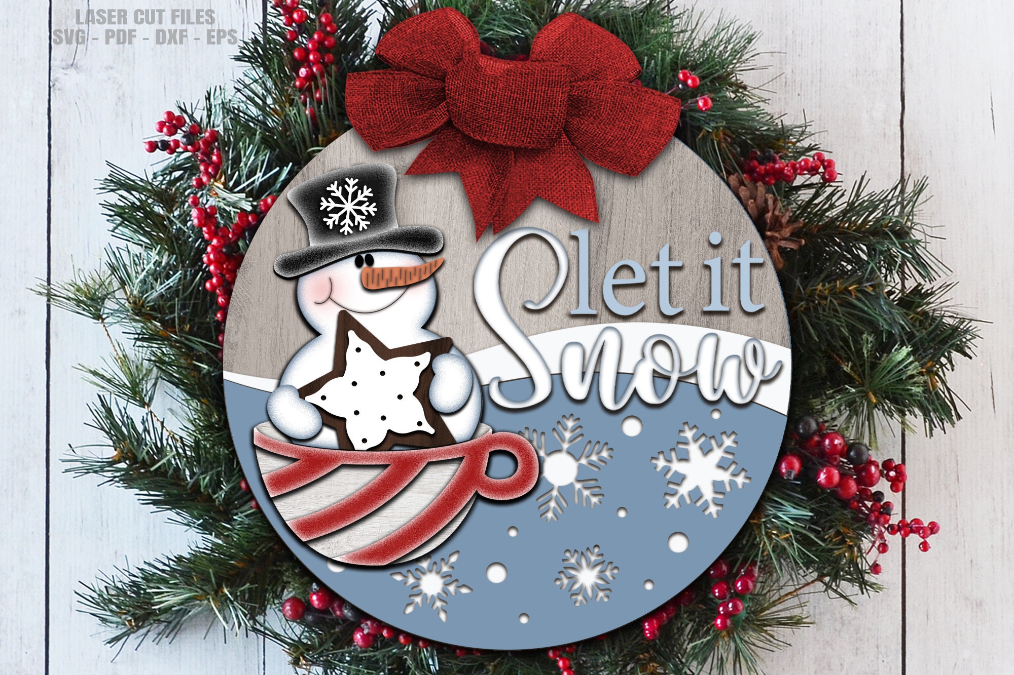 Snowman Door Hanger SVG Laser Cut Files: Christmas Welcome Sign SVG ...