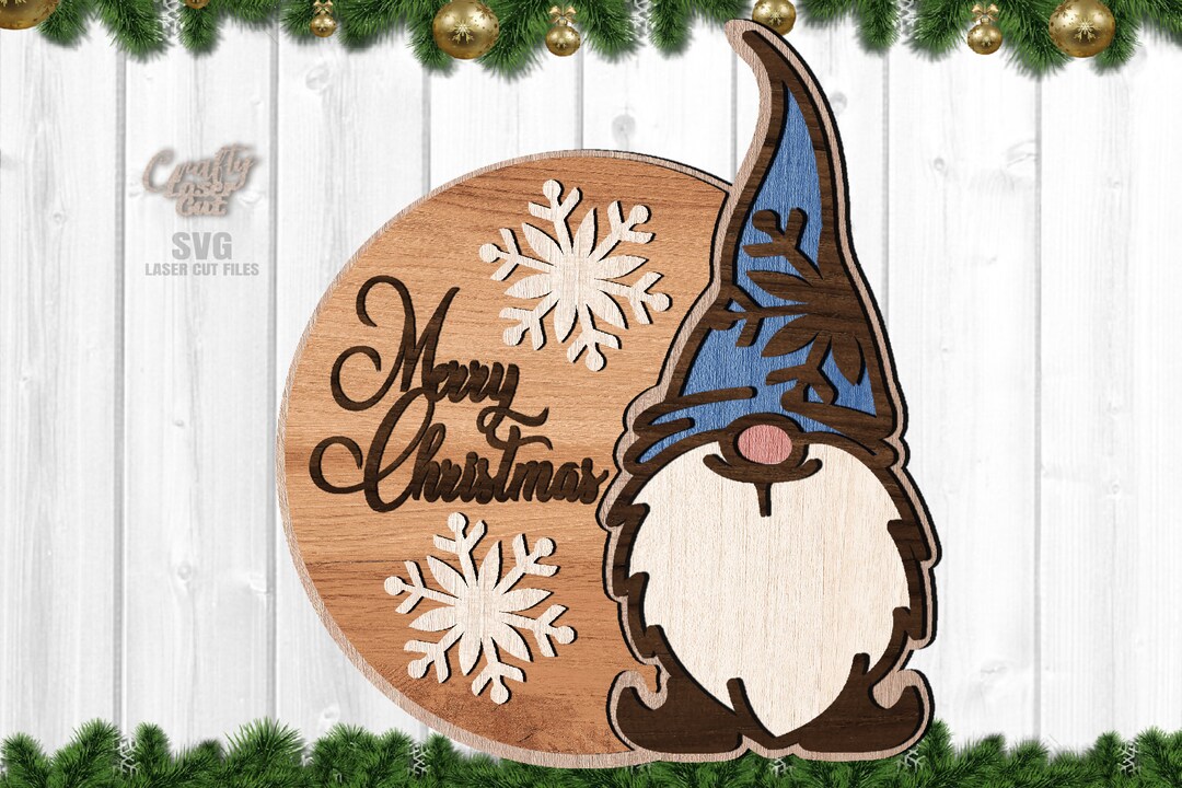 Christmas Gnome SVG Laser Cut Files Gnome Sign SVG Snowflake Svg
