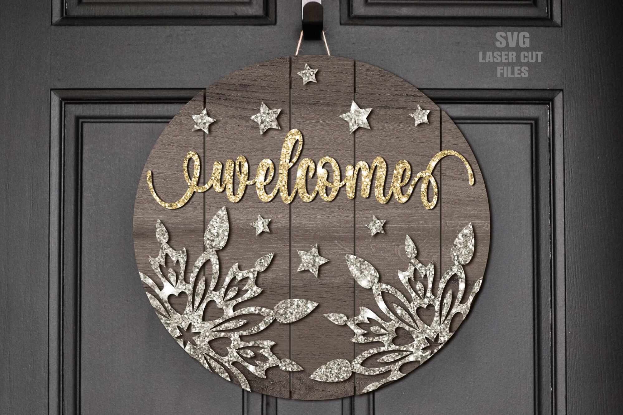 Christmas Door Hanger SVG - Welcome Sign SVG - Laser Cut Files ...