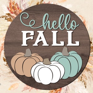 Fall Door Hanger SVG Laser Cut Files Hello Fall SVG Pumpkin SVG Front ...