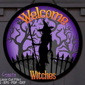 Witch Door Hanger SVG - Laser Cut Files - Witch SVG - Halloween SVG ...