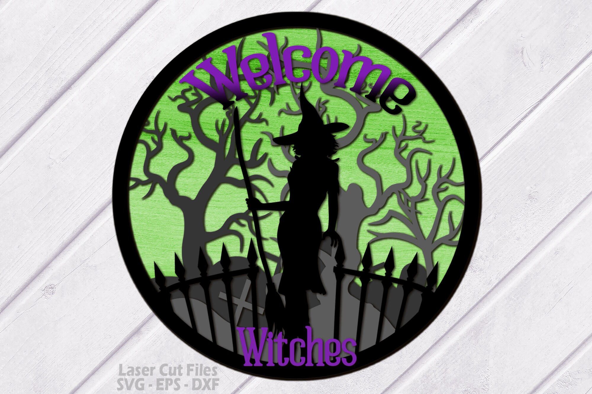 Halloween Witch Door Hanger SVG Laser Cut Files: Witches Welcome Sign ...