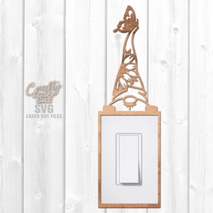 Sunflower Garden Gnome Light Switch Cover SVG - Glowforge Files - Laser Cut Files - Floral - Flower - Summer - Fantasy - Laser Ready Files
