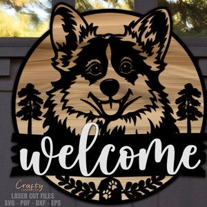Corgis Türschild SVG - Laser Cut Dateien - Corgis SVG - Hund SVG - Corgis Türschild SVG - Türschild - Willkommensschild - Türschild - Glowforge Files