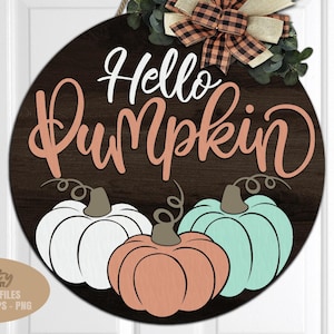 Pliki SVG do wycinania laserowego jesiennych zawieszek na drzwi Hello Pumpkin: Jesienny znak powitalny SVG dla Glowforge i XTool