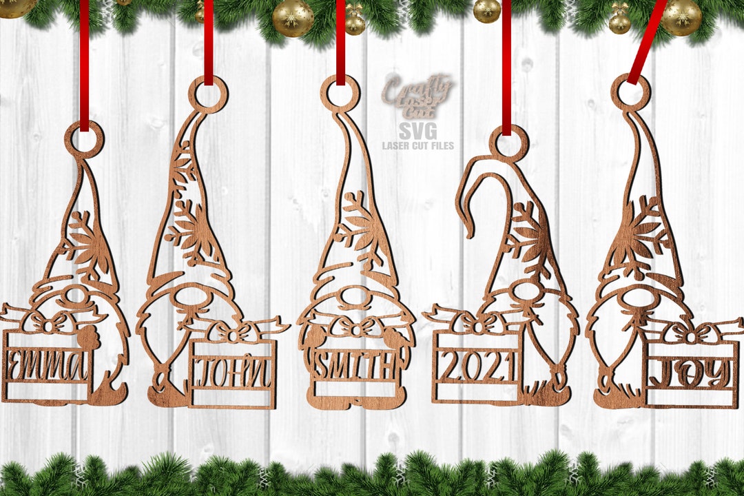 Monogram Gnome SVG Bundle Laser Cut Files Ornament SVG Bundle Christmas