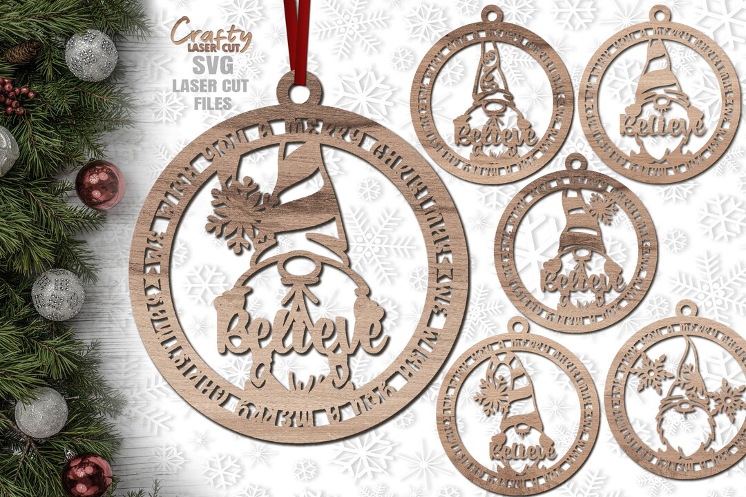 Gnome Ornament SVG Bundle Laser Cut Files Christmas Gnome Svg Christmas