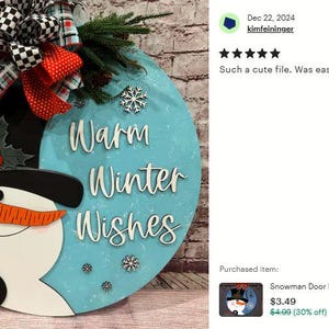 Christmas Door Hanger SVG Laser Cut Files: Hello Snowman Welcome Sign ...