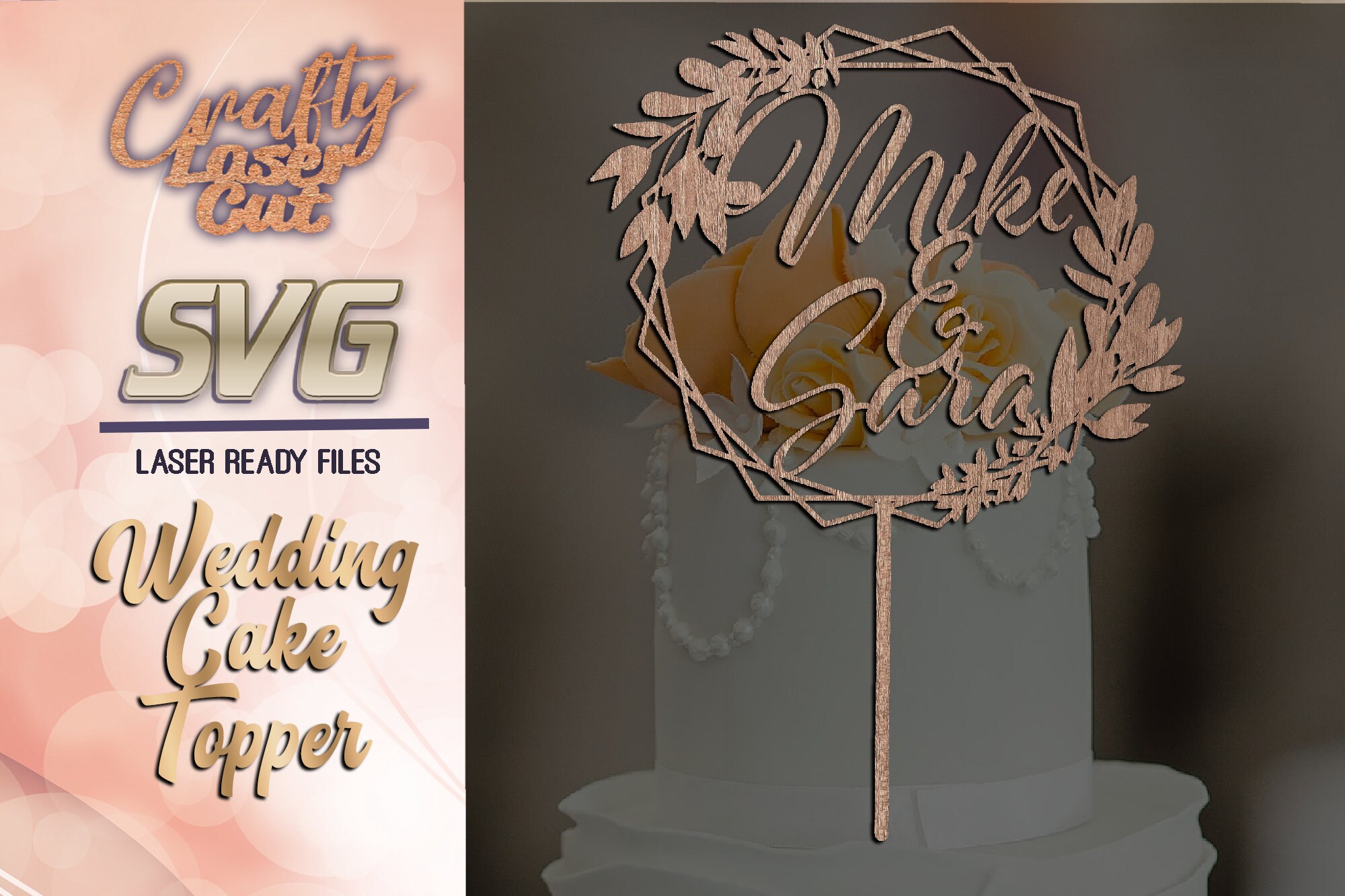 Wedding Cake Topper SVG Laser Cut Files Monogram SVG | Etsy
