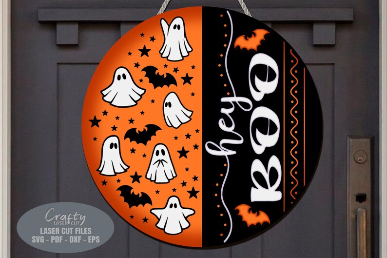 Ghost Door Hanger SVG Laser Cut Files: Halloween Welcome Sign SVG ...