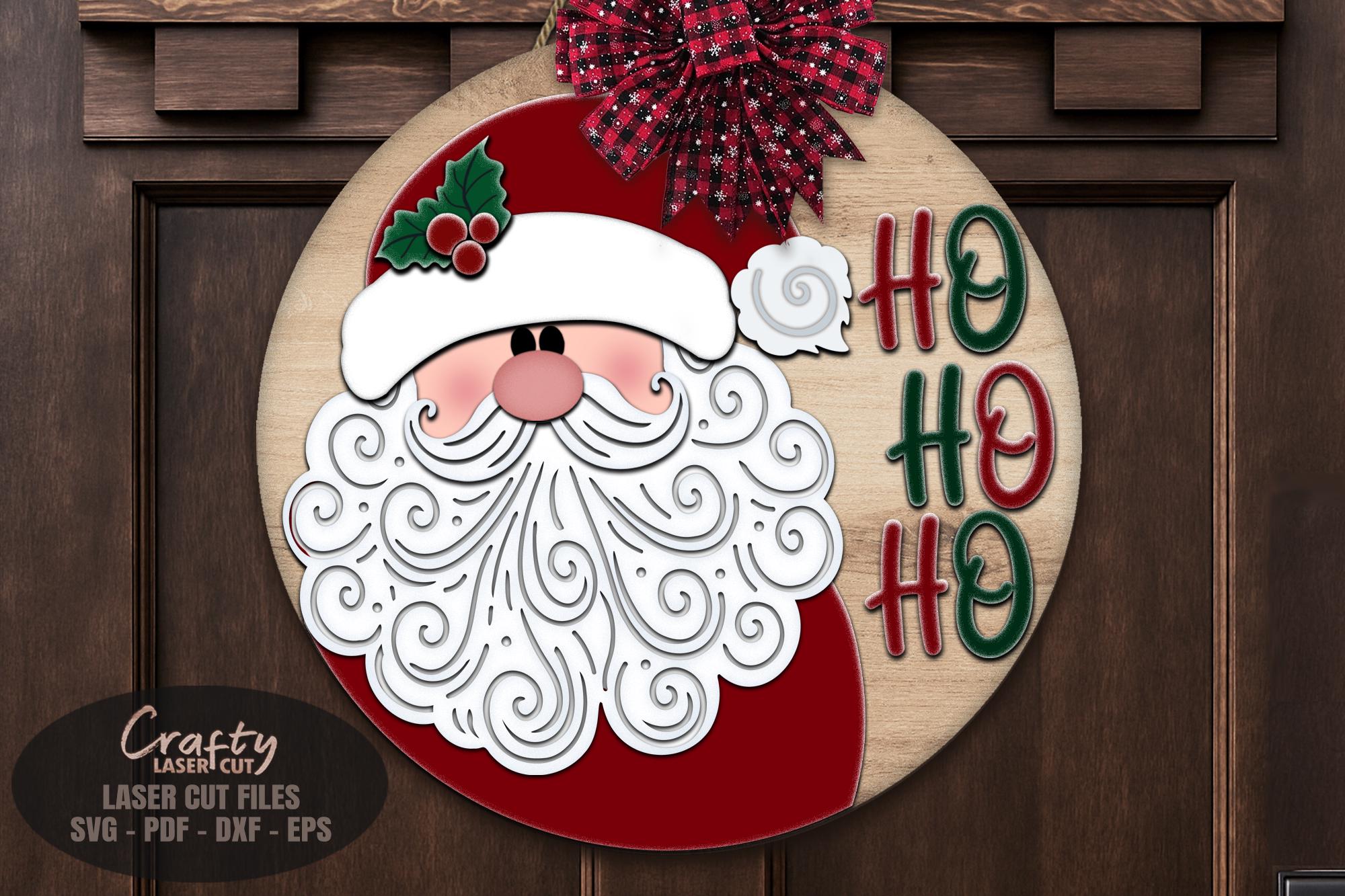 Santa Door Hanger SVG Laser Cut Files: Christmas Welcome Sign SVG for ...