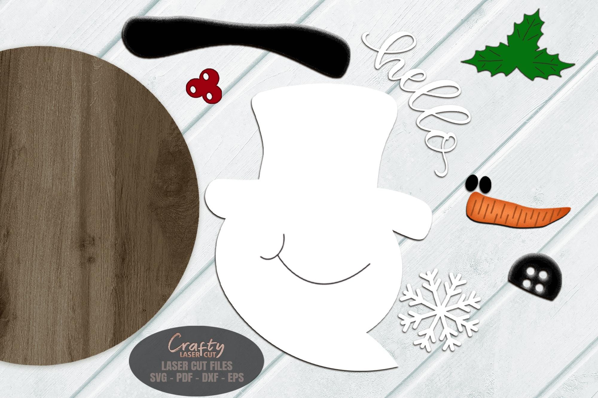 Christmas Door Hanger SVG Laser Cut Files: Hello Snowman Welcome Sign ...