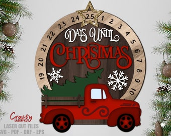 Christmas Countdown SVG - Tree Truck SVG - Laser Cut Files - Days Until Christmas Svg - Countdown To Christmas Svg - Glowforge Files