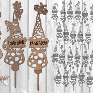 Gnome Garden Marker SVG - Laser Cut Files - Garden Gnome SVG - Garden Marker SVG - Garden Stake Svg - Floral Pick - Glowforge Files
