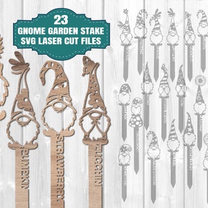 Gnome Garden Marker SVG - Laser Cut Files - Gnome SVG - Vegetable Garden SVG - Herb Garden Svg - Garden Marker Svg - Glowforge Files