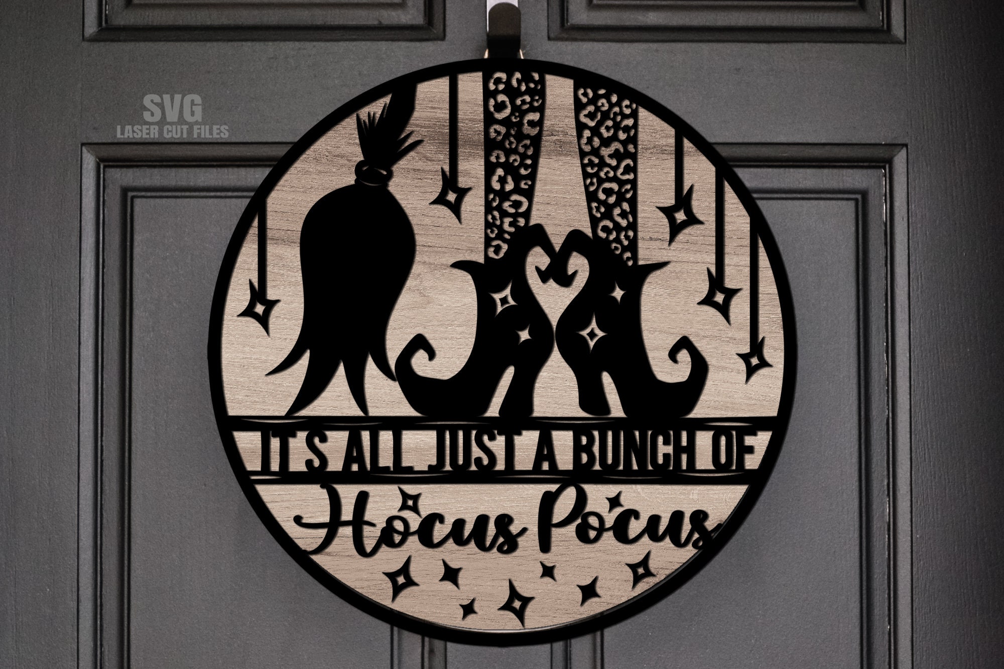 Hocus Pocus Witch Door Sign Laser Cut Files: Leopard Print Halloween ...
