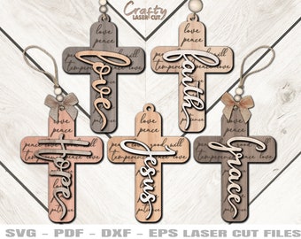 Christian Cross Ornament SVG Laser Cut Files, Religious Cross, Christmas & Easter