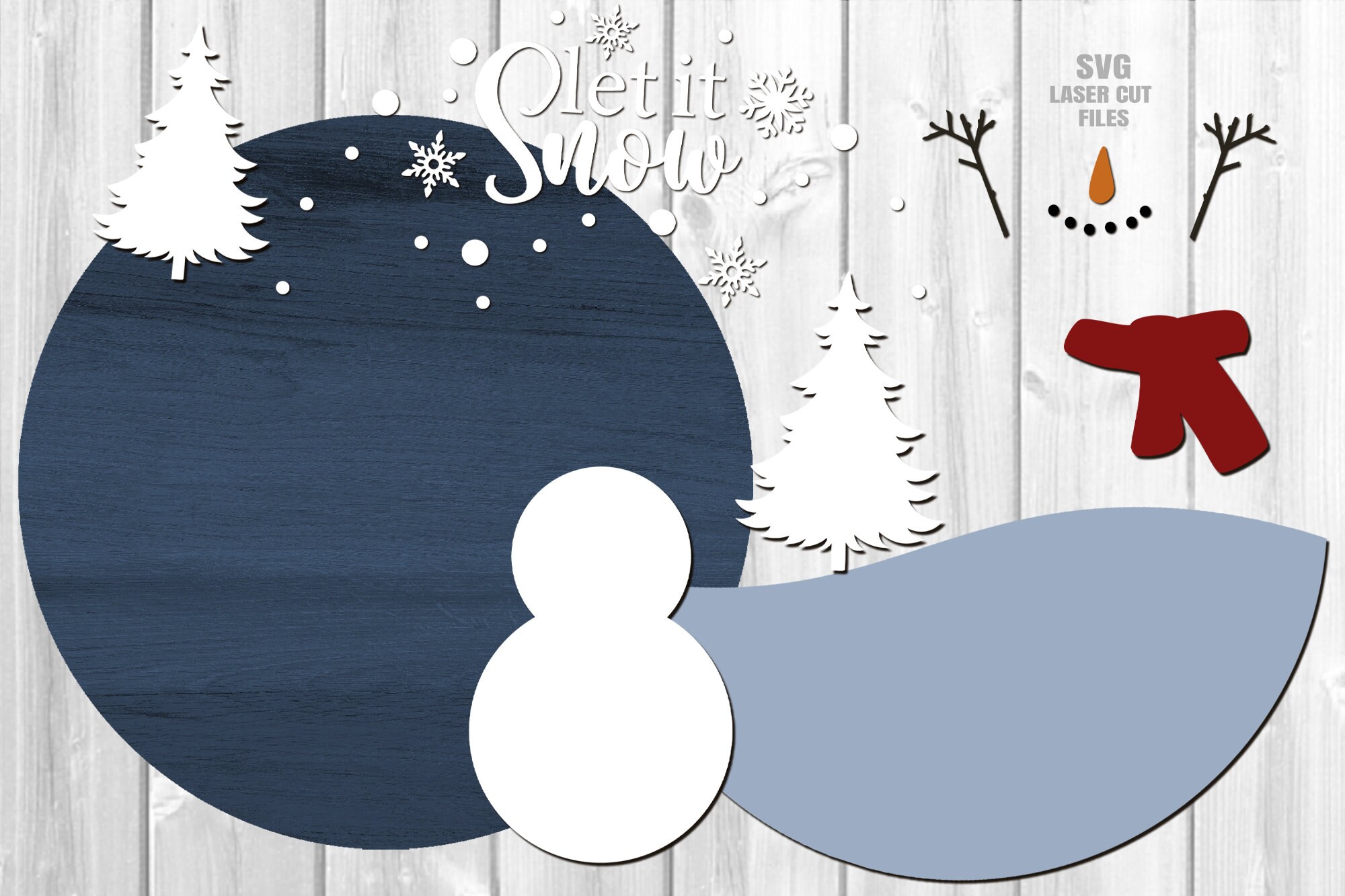 Snowman Door Hanger SVG Laser Cut Files: Winter, Christmas Welcome Sign ...