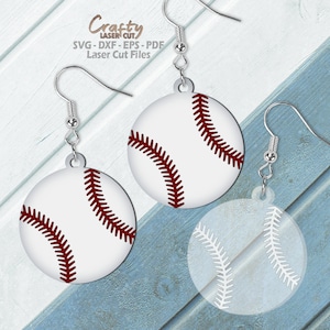Baseball Earrings SVG - Laser Cut Files - Baseball SVG - Baseball Earring Svg - Sports SVG - Glowforge Earring File - Glowforge Files
